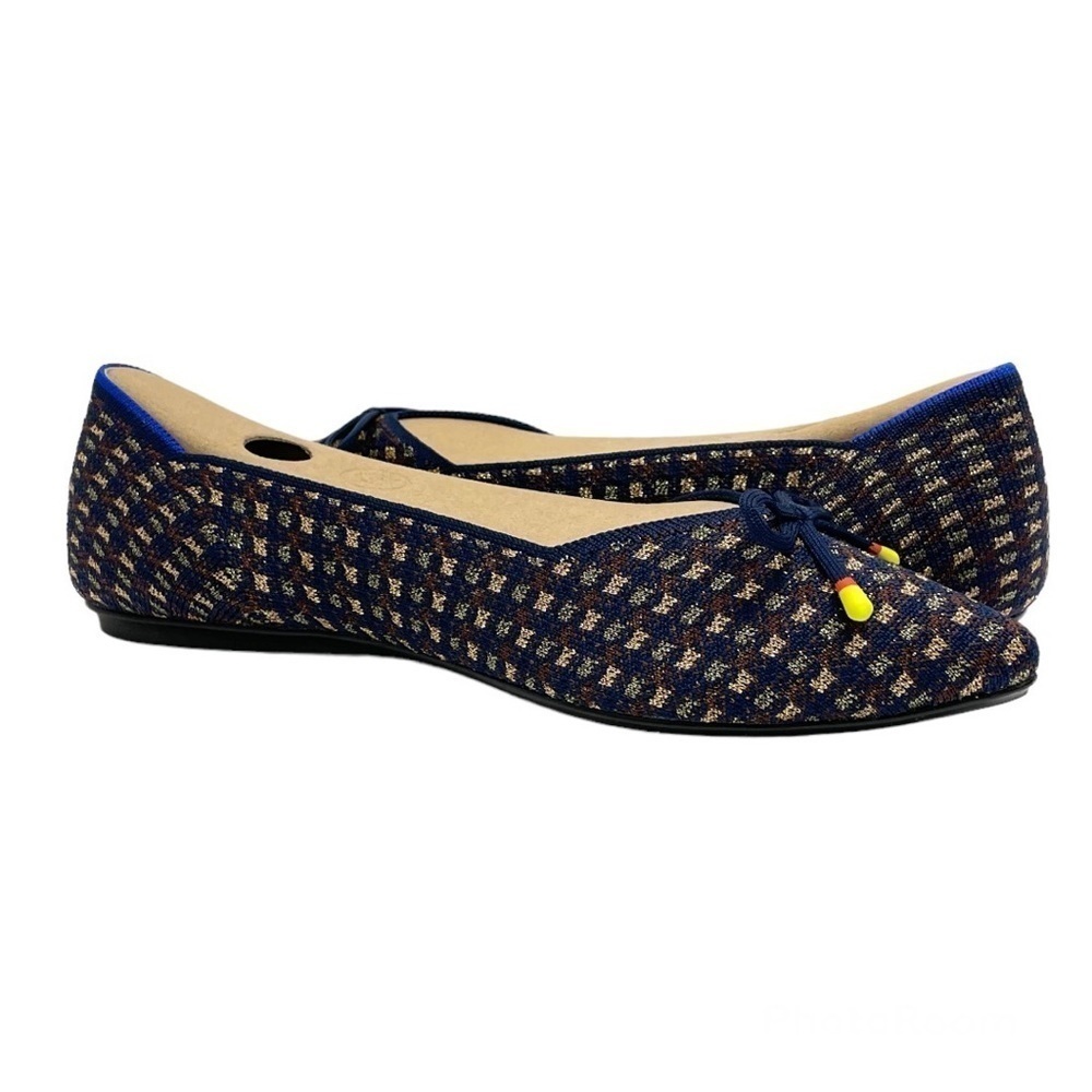 Rothy’s the point ribbon bow evening metallic slip on ballet shoes sz 7.5 new